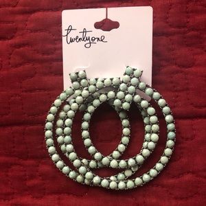 Light Green/Turquoise Hoop Earrings